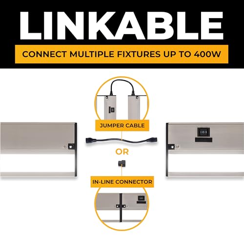 LED Under Cabinet Lighting Hardwired - 32 Inch Satin Nickel | 3CCT, Dimmable, Low-Profile, Linkable Fixture, Plug-In Option & Hi/Low Brightness Control - color: Satin Nickel, size: 32 Inch