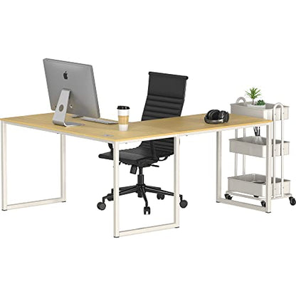 SHW Mission 55 x 60 L-Shape Home Office Computer Desk, Oak - color: Oak, size: 55-Inch L-Shaped