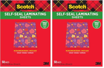 Scotch® Laminating Sheets, 9 in x 12 in, Letter Size Single Sided (Pack of 2) - size: 8 1/2" x 11" (Pack of 2)