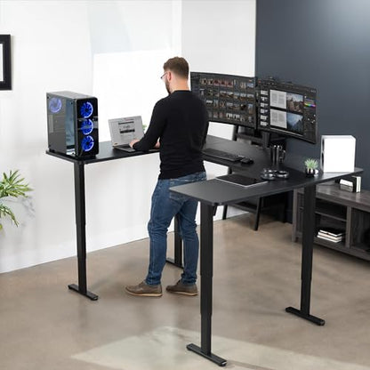 VIVO Black U-Shaped 83 x 60 in Standing Desk, DESK-E4UBB - color: Black
