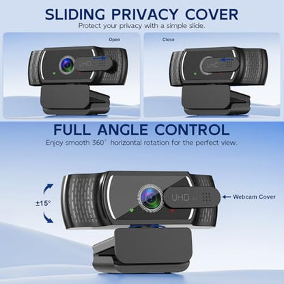 4K Webcam with Microphone for PC & Streaming Computer Camera