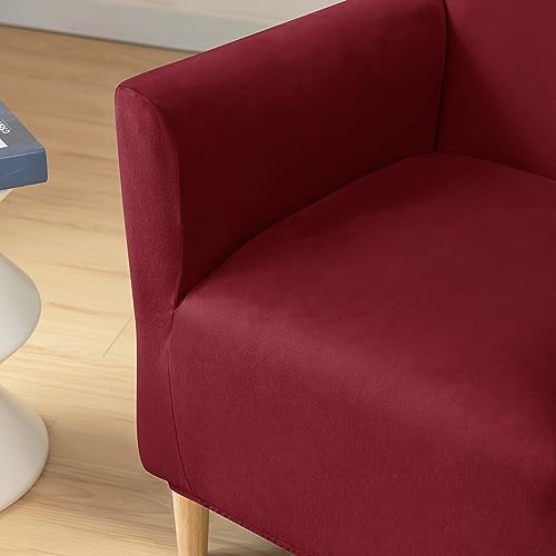 LiveGo Stretch Mid Century Modern Armchair Slipcover 1-Piece Jacquard Accent Chair Covers with Arms Soft Waterproof Chair Slipcovers for Living Room Furniture Protector Office (Velvet Wine Red) - color: Velvet Wine Red