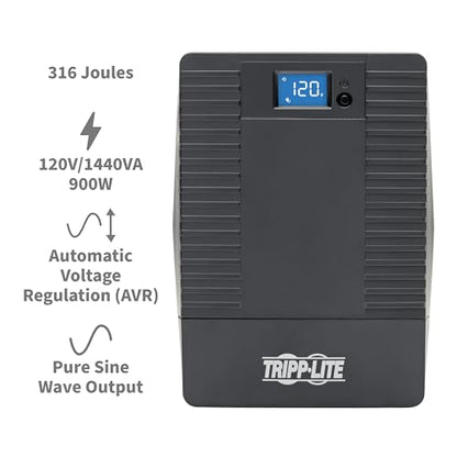 Eaton Tripp Lite OMNIVS1500LCD 1500VA UPS 900W 8 Outlets 5ft Extension Cord | Battery Backup Surge Protector, 5ft Extension Cord, 3-Year Manufacturer's Warranty & $200,000 Insurance - size: 1500VA, style: Pure Sine Wave