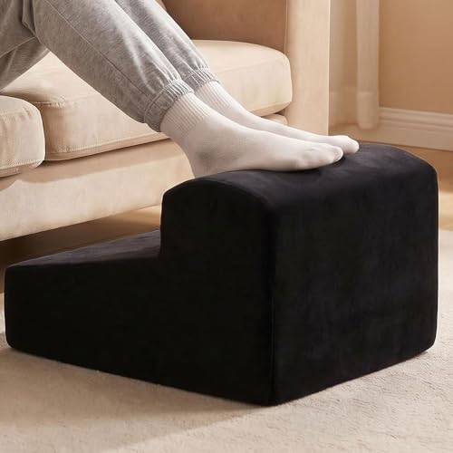 Modern Foam Filled Foot Stool, Soft Lightweight Pouf Ottoman Floor Rest for Living Room, Bedroom, Office Desk, Small Spaces,(Black) - color: Black