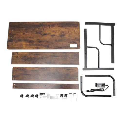 3-Tier Standing Desk Adjustable Height,Standing Computer Table with Power Outlets,Lockable Mobile Standing Desk with 2 Side Hooks,Stand Up Desk Laptop Table on Wheels (40*16*26.4-35.4 in)
