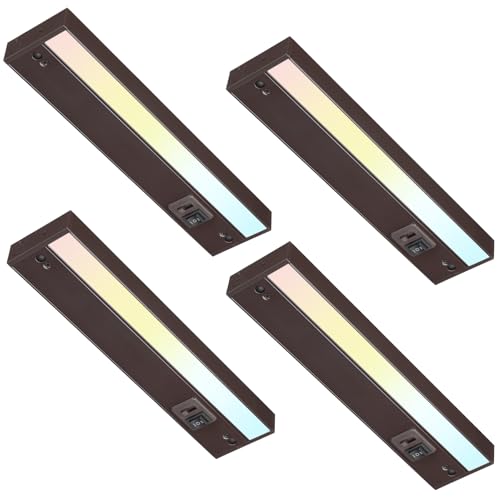 TORCHSTAR 4-Pack 12 Inch 5CCT LED Under Cabinet Lighting Aluminum, Bronze - color: Bronze, size: 12 Inch