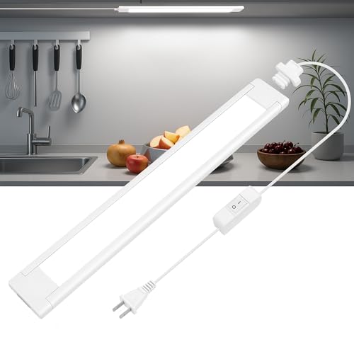 maylit 14-Inch Plug-in Under Cabinet LED Light Bar, Cool White | Ultra-Bright Wired Lighting for Kitchen Cabinets, Counters, Workbenches, Desks and Shelves with Renter-Friendly Installation - color: White, size: 1 Pack