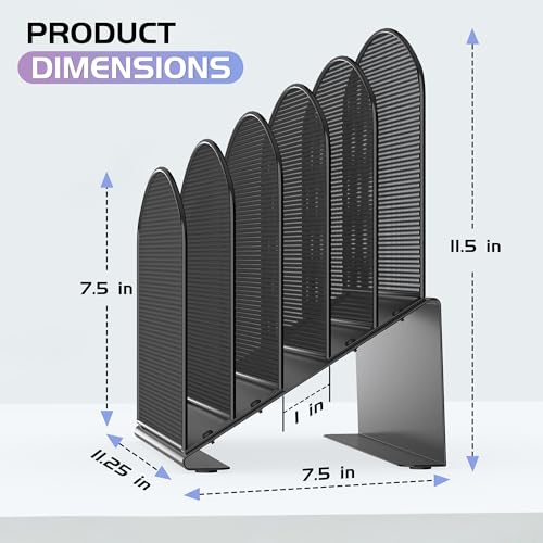 Sinboun Inclined Desk File Organizer Folder Holder with 5-Section, Black - color: Black, size: 5 Section