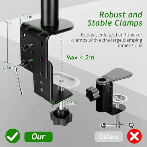 Mic Boom Arm, Adjustable Height Overhead Microphone Stand with Heightened Extension Riser for Shure SM7B Blue Yeti HyperX QuadCast S and other Mic