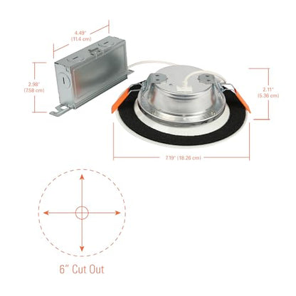 HALO LT 6 inch Baffle Canless LED Recessed Light 5CCT 750 lm | Low glare, IC rated, airtight, wet rated for soffit /shower light, 2700K-5000K, New Construction / Remodel, Dims to 10% - size: 6 inch, style: 5CCT New Version