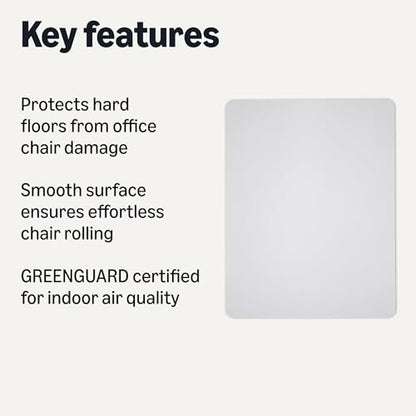 Amazon Basics Office Chair Mat for Hard Floors, Clear, Smooth Surface, Protects Hard Floors, 46" x 60" - size: 46" x 60"