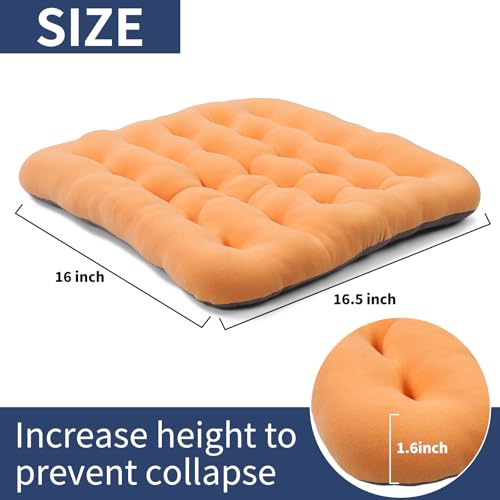 BUYUE Good Support Office Chair Cushion Padded, Soft Velvet Comfortable Non-Slip Seat Cushion for Computer Desk Kitchen Chair (1 Count, Orange) - color: Orange