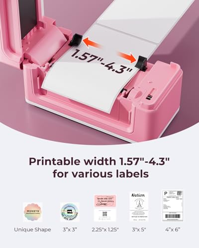 MUNBYN Bluetooth Thermal Label Printer 941BP, 300DPI Wireless 4x6 Shipping - color: Pink