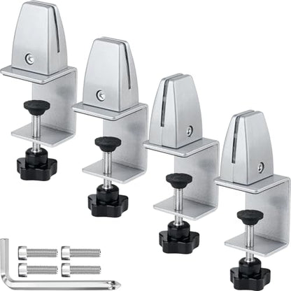 4 Packs Sneeze Guard Support, Aluminum Adjustable Partition Clamp, Acrylic Desk Divider Support, Desk Shield Clamp Privacy Panel for Counter - size: Sideclamp & 4pcs