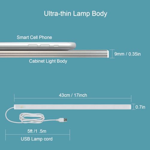 17in LED Motion Sensor Under Cabinet Light 6000K USB Plug-in - color: Cold White