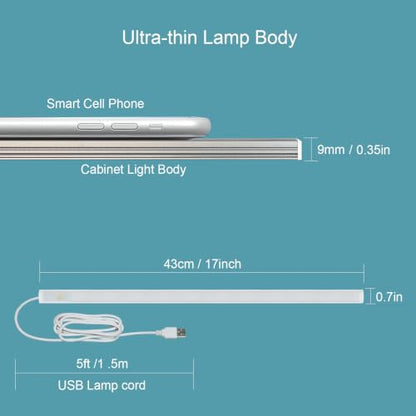 17in LED Motion Sensor Under Cabinet Light 6000K USB Plug-in - color: Cold White