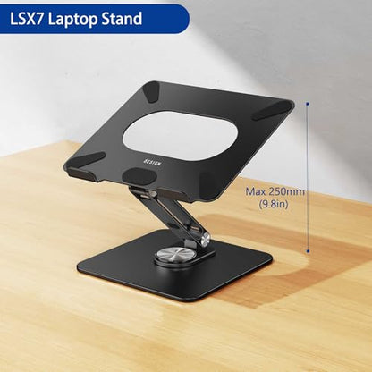 BESIGN LSX7 Laptop Stand with 360 Rotating Base, Ergonomic Adjustable Notebook Riser, Foldable Computer Holder Compatible with 10-15.6" Laptops (Black) - color: Black