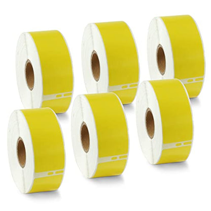BETCKEY - Replace for DYMO 30252 (1-1/8" x 3-1/2") Labels, [6 Roll/Yellow] - color: Yellow, size: 30252 [1-1/8" x 3-1/2"]
