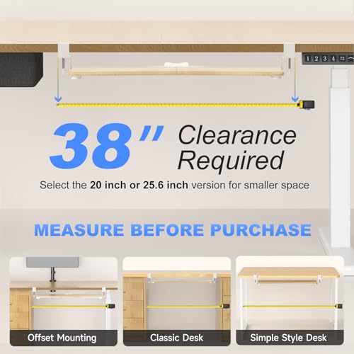 suptek Large Keyboard Tray Under Desk Pull Out with C Clamp Mount, Keyboard & Mouse Tray, 34 (38 Including Clamps) x 11.8 inch Slide-Out Platform Computer Drawer for Typing, Light Wood, DSF1LQM - color: Light Wood, size: 34“
