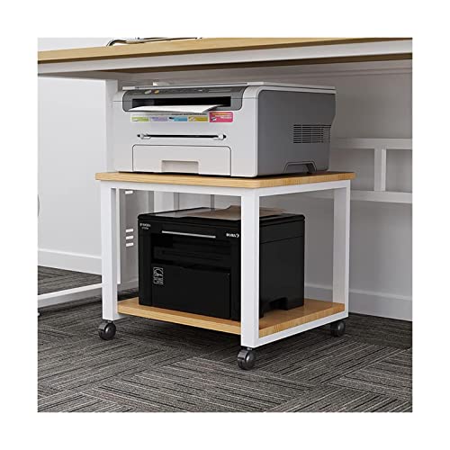 Under Desk Printer Stand, 2-Tier Mobile Machine Cart with Shelf Heavy Duty Multi-Purpose Storage Rack for Office and Home