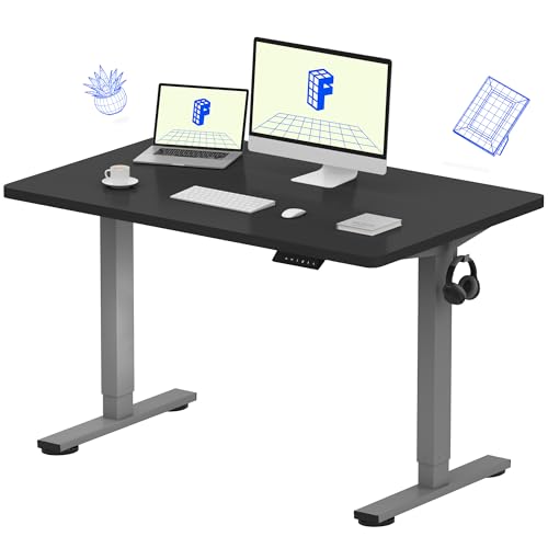 FLEXISPOT EN1 48"x30" One-Piece Electric Standing Desk, Black | 1" Thick Seamless Desktop, 176 LBS Capacity, Home Office Use, 4 Memory Presets, Multi-Monitor Setup, Easy Assembly - color: Black, size: 48x30