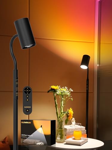 GLOWRIUM 17W LED Reading Floor Lamp with Remote, 67" Dimmable Standing Lamp | Dual-Side Reading Light & Mood Light, 4 Color Temps 7 Brightness, Touch & Remote Control, Adjustable Gooseneck, Task lamp - style: 2-in-1 Lamp (H2)