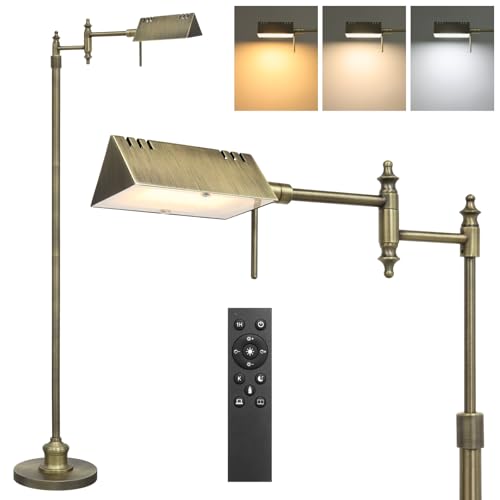 Bairth Bronze Reading Floor Lamp, Dimmable Pharmacy Standing Lamp | 3 Color Temperature, Dimmable, 17W LED, Height Adjustable, 360°Swing Arm, for Living Room, Bedroom, Office, Craft & Sewing - color: Bronze