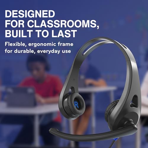 TWT Audio Ergo TW110 Premium On-Ear Headset - Classroom Headset 20 Pack | Wired Headphones, Noise Reducing Microphone, For Classrooms, School, Students, & Teachers, Universal Device Compatibility - style: 3.5MM 20 Pack (TW110)