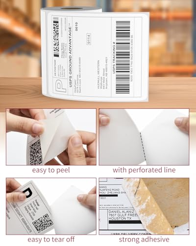 4x6 Thermal Labels Roll – 80 Rolls, 250 Labels/Roll – Perforated & Strong Adhesive Shipping Labels 4x6 – Commercial Grade Thermal Printer Labels for Shipping and Mailing - size: 4" x 6", style: 80 Rolls