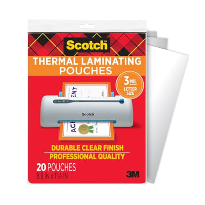 Scotch Thermal Laminating Pouches, Letter Size Laminating Sheets 8.9 x 11.4-Inches, 3 mil thick, 20-Pack, Clear | 3 mil thick, 20-Pack - size: 20-Pack