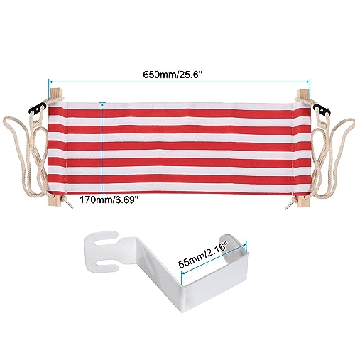 PATIKIL Foot Hammock Under Desk, Adjustable Foot Rest Sling with Hooks Portable Desk Footrest for Airplane Travel Home Office, Red White Style 1 - color: Red
