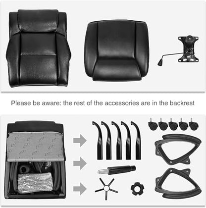 LEMBERI Flip-up Arms Office Desk Chair Big and Tall Managerial Executive Chair, High Back Computer Chair Ergonomic Adjustable Height PU Leather Chairs with Armrest for Long Time Sitting - color: New Brown