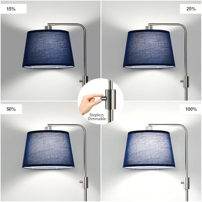 Nintiue Dimmable Floor Lamp, 1000 Lumens LED Edison Bulb Included, Brushed Nickel Arc Standing Tall Floor Lamp with Blue Shade for Living Room Bedroom Office Dining Room - color: Brushed Nickel-Blue Shade