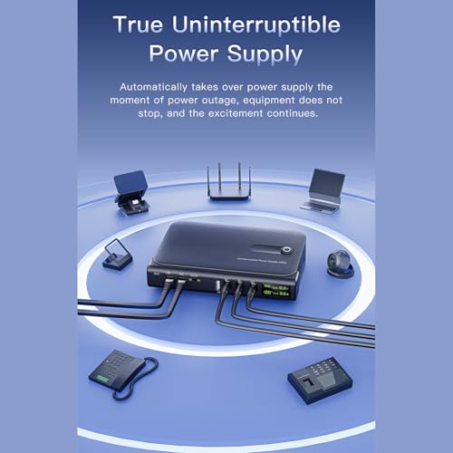 Mini UPS Battery Backup, 36W Uninterruptible Power Supply with DC 5V/9V/12V USB 5V LAN POE 15/24V Output and Real Time Monitoring Display for WiFi Router, Modem, Camera (US Plug 110V)