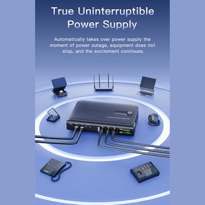 Mini UPS Battery Backup, 36W Uninterruptible Power Supply with DC 5V/9V/12V USB 5V LAN POE 15/24V Output and Real Time Monitoring Display for WiFi Router, Modem, Camera (US Plug 110V)