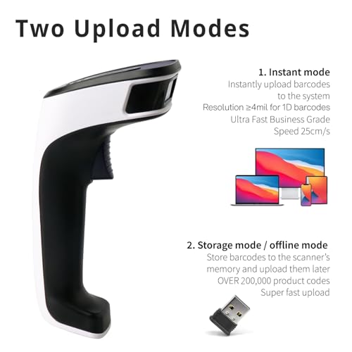 ScanAvenger Wireless Portable 1D with Stand Bluetooth Barcode Scanner: Hand Scanner 3-in-1, Cordless, Rechargeable Scan Gun for Inventory (1D&2D with No Next Gen Stand for QR Codes and PDF417) - style: 1D&2D With No Next Gen Stand for QR codes and PDF417