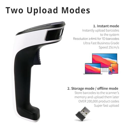 ScanAvenger Wireless Portable 1D with Stand Bluetooth Barcode Scanner: Hand Scanner 3-in-1, Cordless, Rechargeable Scan Gun for Inventory (1D&2D with No Next Gen Stand for QR Codes and PDF417) - style: 1D&2D With No Next Gen Stand for QR codes and PDF417