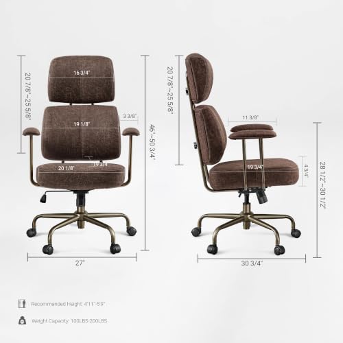 EUREKA ERGONOMIC Cameron Microfiber Suede Office Chair, High Back, Brown - color: Brown, size: High-Back