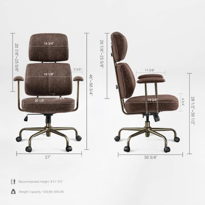 EUREKA ERGONOMIC Cameron Microfiber Suede Office Chair, High Back, Brown - color: Brown, size: High-Back