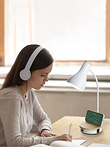 LALISU Metal Desk Lamp Wireless Charging Table Lamp Touch Reading Lights - color: White