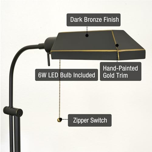 Kira Home Prescott 58" Vintage Mid Century Modern Pharmacy Floor Lamp | Mechanical Telescoping Height Pole, Adjustable Pivot Head Shade, Efficient 6W LED Included Dark Bronze Finish