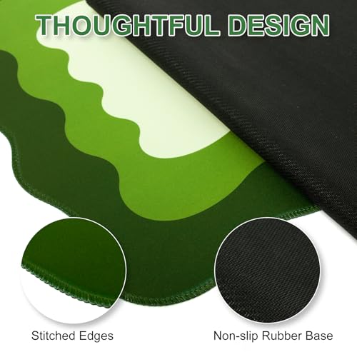 L-SPOUTTO Green Mouse Pad,Cute Scalloped Desk Mat XXL Large Gaming Mousepad | Minimalist 35.4x15.7in Non-Slip Rubber Base Keyboard Pad Waterproof Desktop Mat for Laptop Computer Game Home Office - color: Green