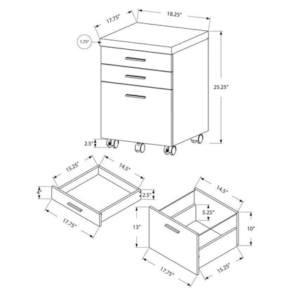 Monarch Specialties I 7051 File Cabinet, Rolling Mobile, Storage Drawers, Printer Stand, Office, Work, Laminate, Grey, White, Contemporary, Modern - color: White/Grey
