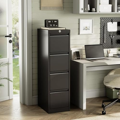 4 Drawer File Cabinet with Lock, Vertical Filing Storage Cabinet, Metal Filing Cabinets, Steel Lockable Storage Cabinets for Home Office, Legal/Letter Size File - size: 4 Drawer