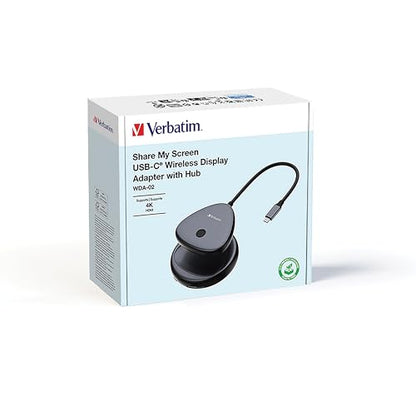 Verbatim Share My Screen Video Extender 4K USB-C Wireless HDMI Transmitter and Receiver Display Adapter with USB Hub and Card Reader - style: 4K