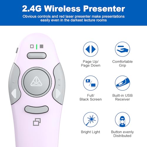 QUI Presentation Clicker Wireless Presenter Remote, Purple