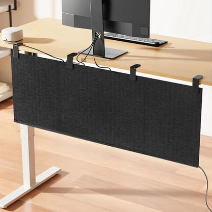 No Drill Under Desk Cable Management Privacy Panel,47.2" Felt Modesty Panel