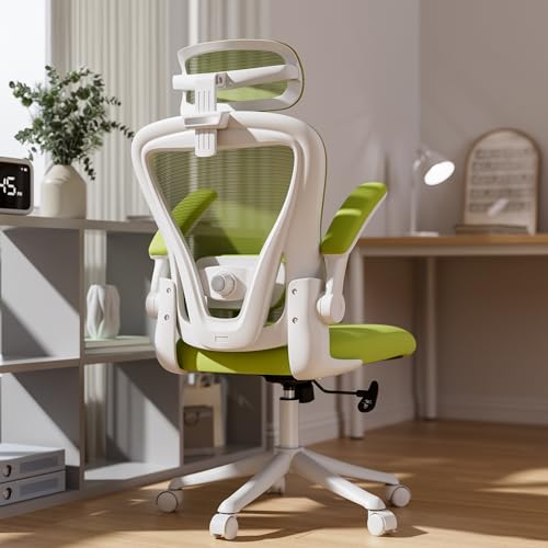 Ergonomic Office Chair with Memory Foam, Computer Desk Chair | M903 Pro, 3D Headrest, 90° Flip-Up Arms, 330LBS Capacity, Lumbar Support, Memory Foam Cushion for Long hours, Green - color: Green