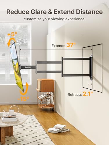 monTEK 37 Inch Long Arm TV Wall Mount for 23-65 Inch TVs | Long Extension TV Mount, Swivel&Tilt&Leveling, Full Motion Wall Mount TV Bracket, Max VESA 400 x 400mm, Up to 77 lbs - size: 23"-65" TV / 37" Long Arm