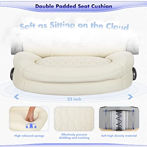 COLAMY Ergonomic Office Chair, Set of 2 Boxes, High Back Leather Desk Chair with Flip-up Arms, Adjustable Height & Rocking Function, Silent Wheels, Ivory Executive Computer Chair, 300lbs Capacity - color: Iovry White, size: set of 2
